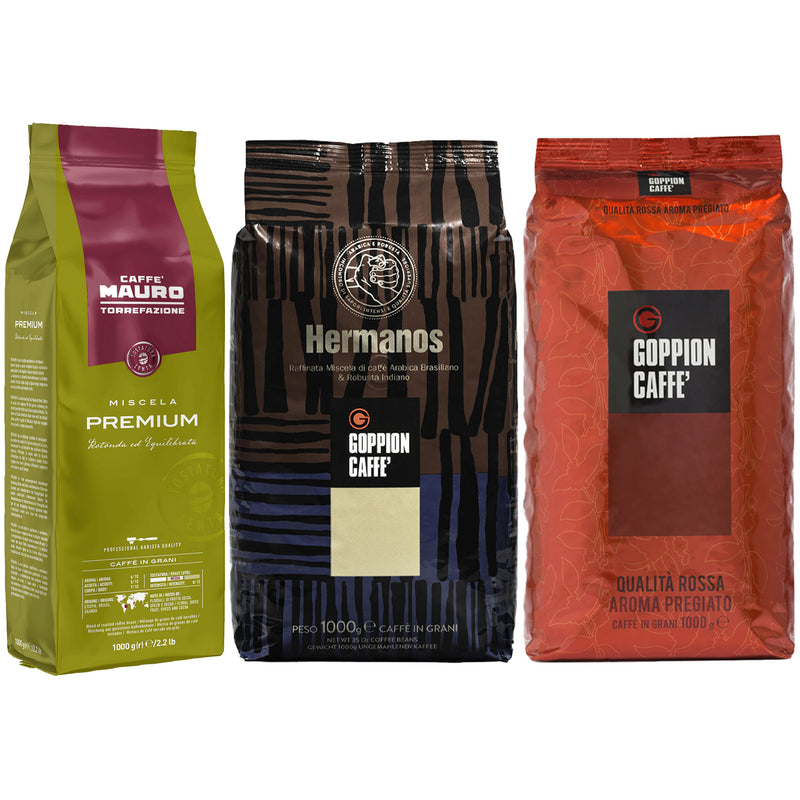 מבצע 3 ק"ג פולי קפה Mauro Premium + Goppion Rossa + Goppion Hermanos