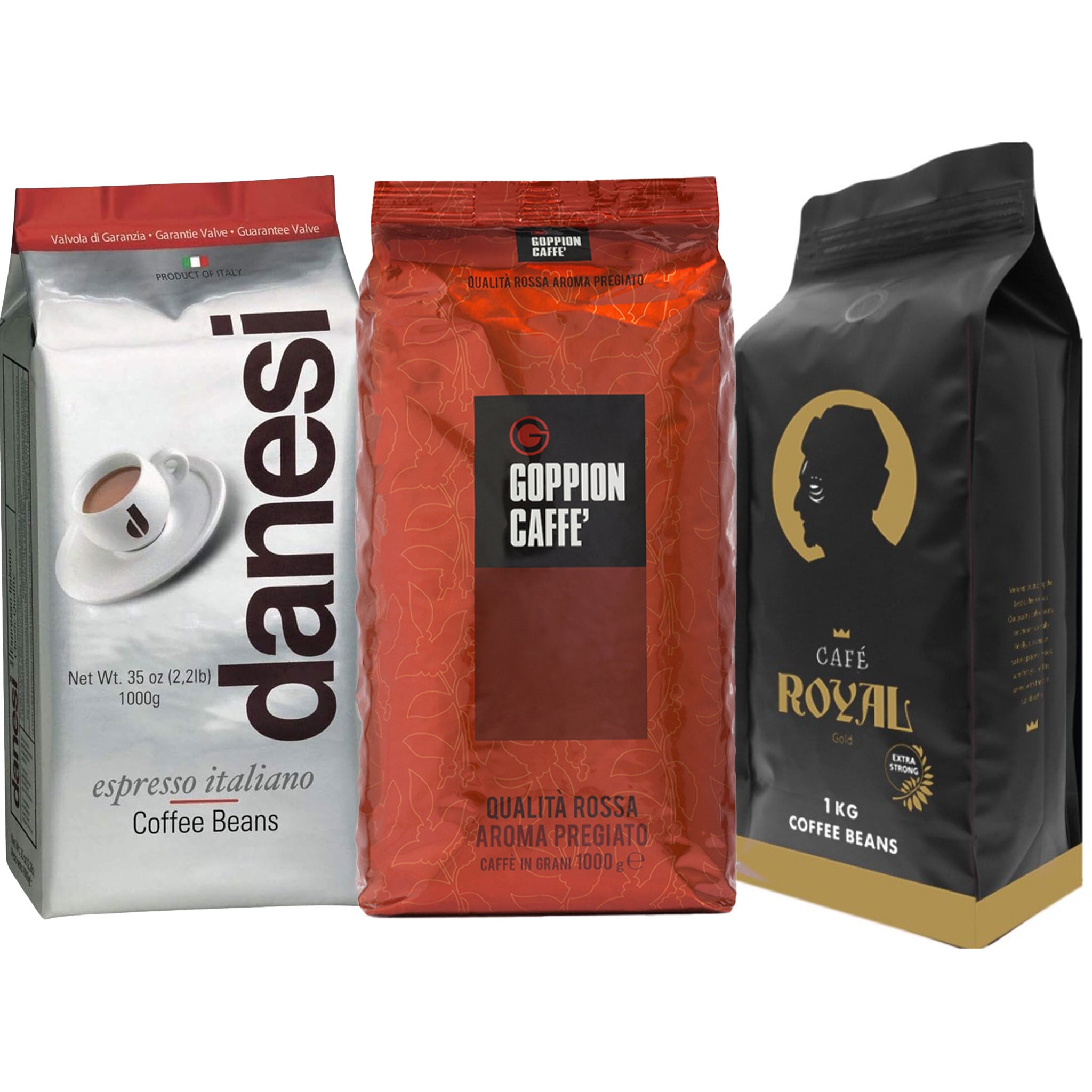 מבצע 3 ק"ג פולי קפה Royal Gold + Goppion Rossa + Danesi Classic