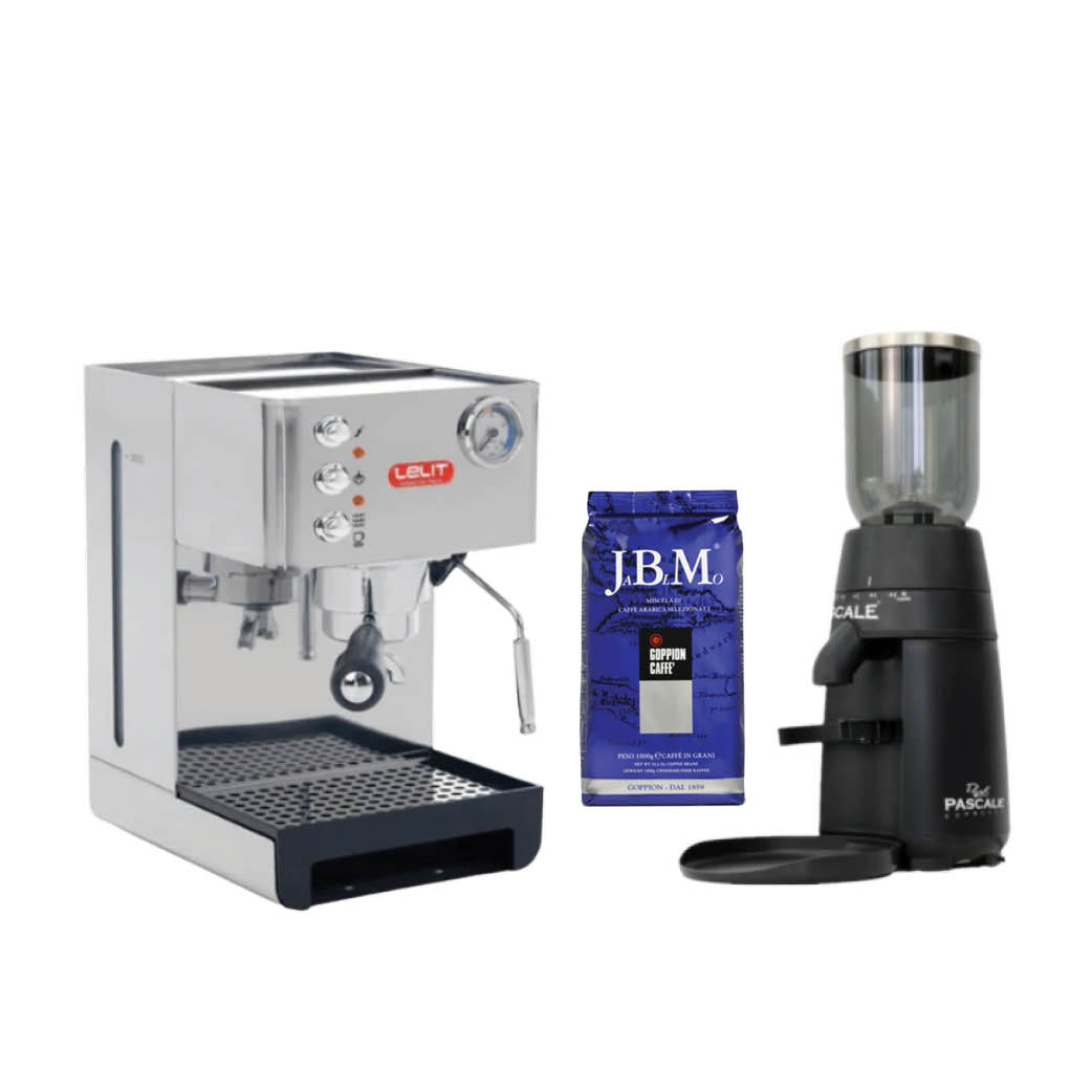 מטחנה מקצועית PASCALE MOLINO CAFE PMC702 פסקל + Lelit PL41EM מכונת קפה ידנית