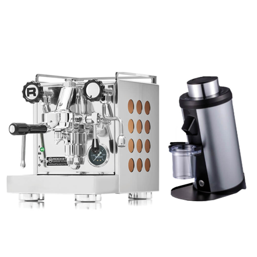 מכונת אספרסו Rocket Appartamento copper/White + מטחנת Single dose DF64