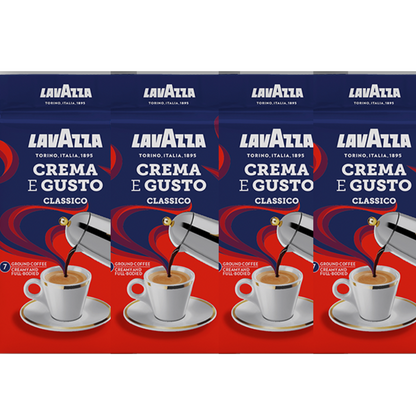 250 גרם קפה טחון lavazza crema e gusto classico 4 חבילות