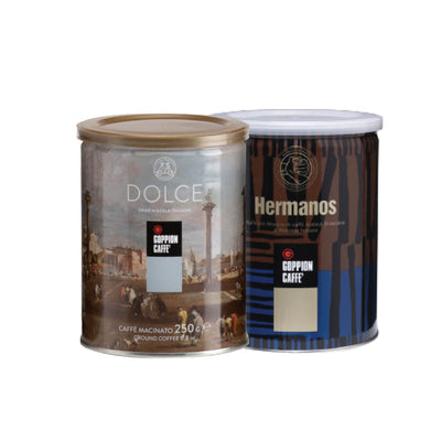 Hermanos + Dolce חגיגת טעמים 2 פחיות פולי קפה גופיון (250 גר׳ כל אחת)