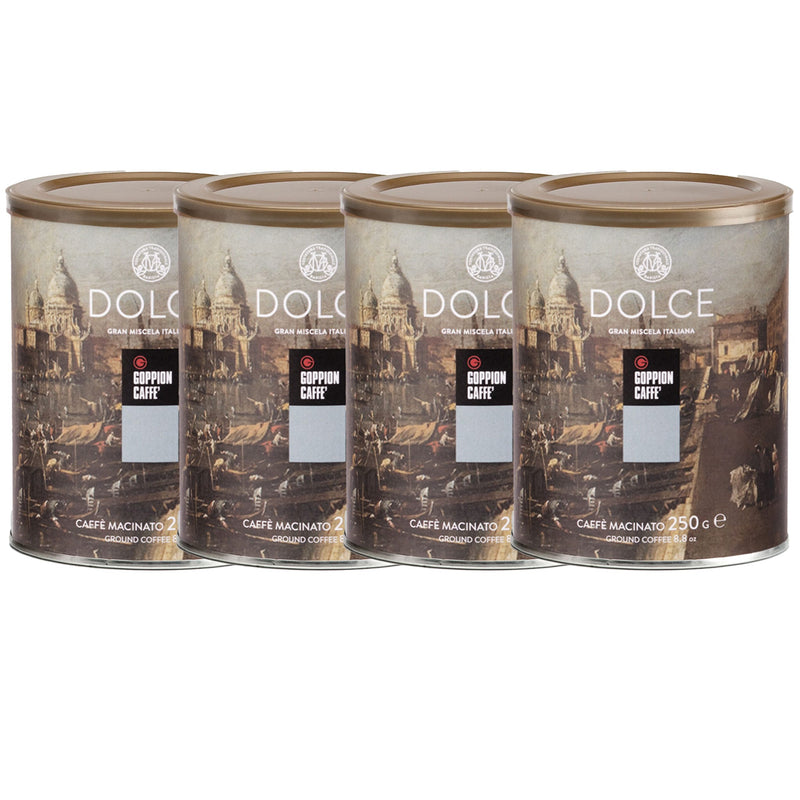4 פחיות 250 גרם קפה טחון גופיון דולצ׳ה 250 גרם Goppion Dolce