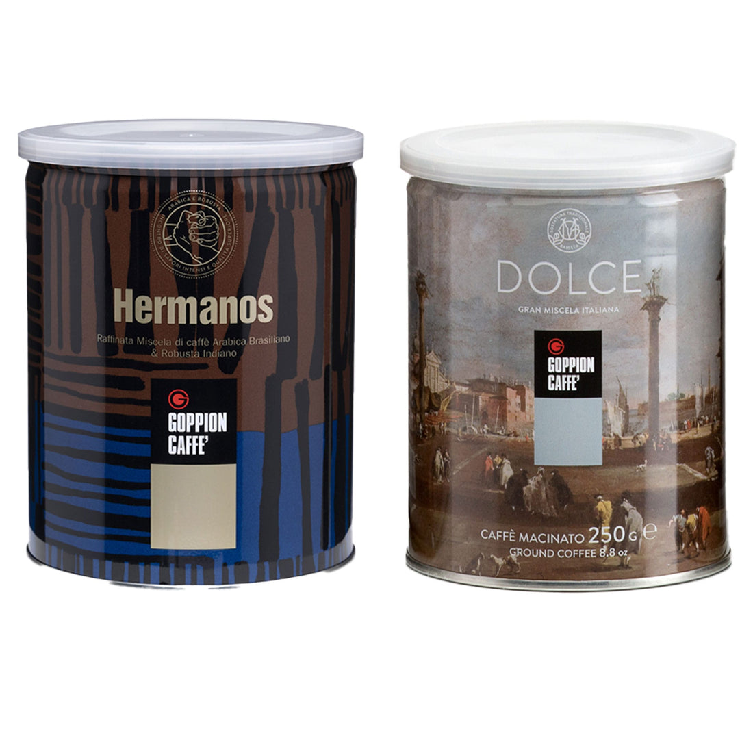 זוג פחיות גופיון פולי קפה גופיון הרמנוס + Hermanos דולצ׳ה Goppion Dolce