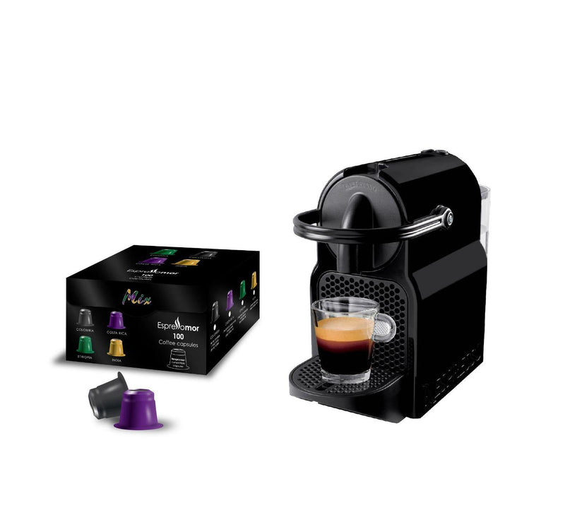 DELONGHI INISSIA מבצע - מכונת קפה קפסולות תואמת נספרסו + 100 קפסולות