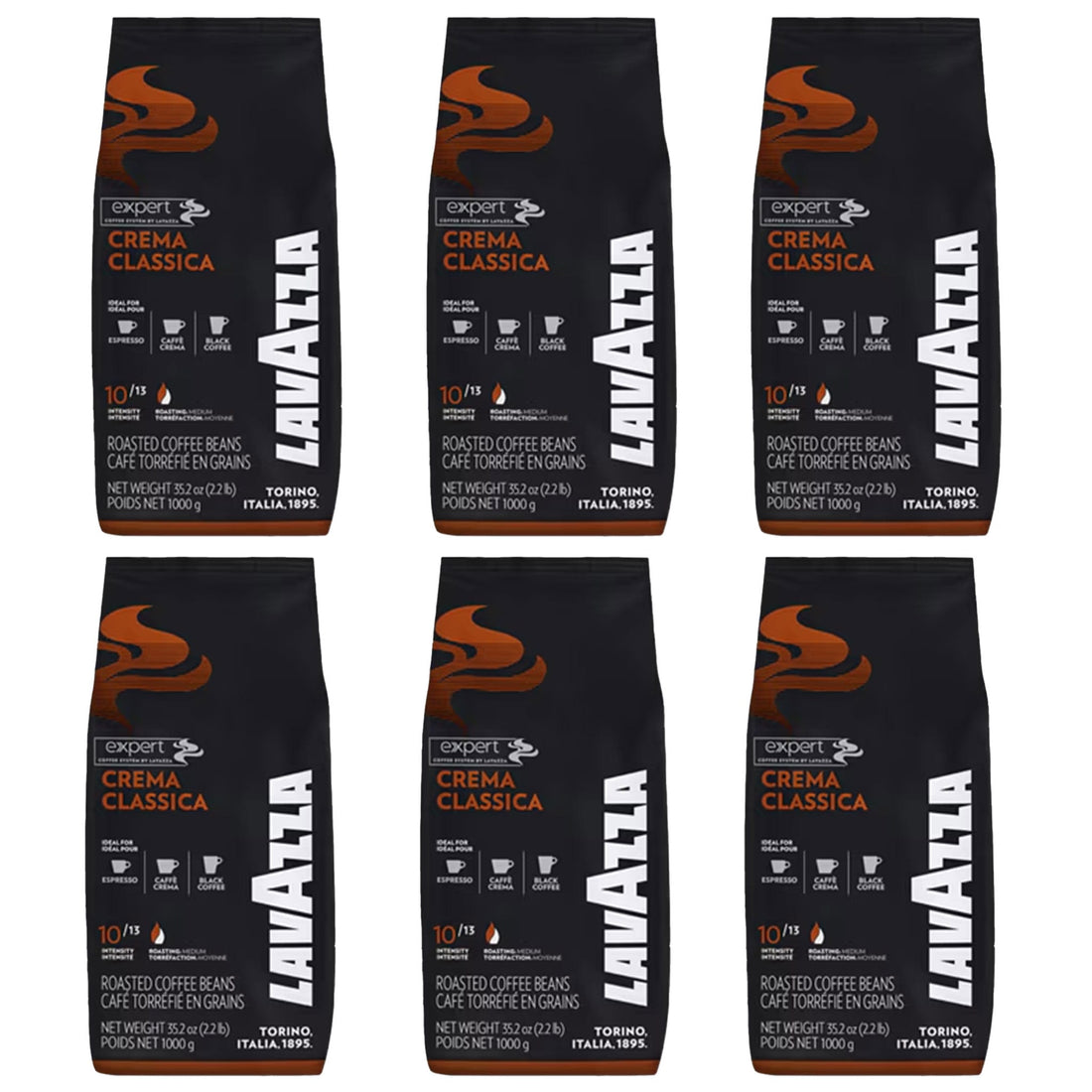 6 ק&quot;ג פולי קפה לוואצה קרמה קלאסיקה Lavazza Crema Classica