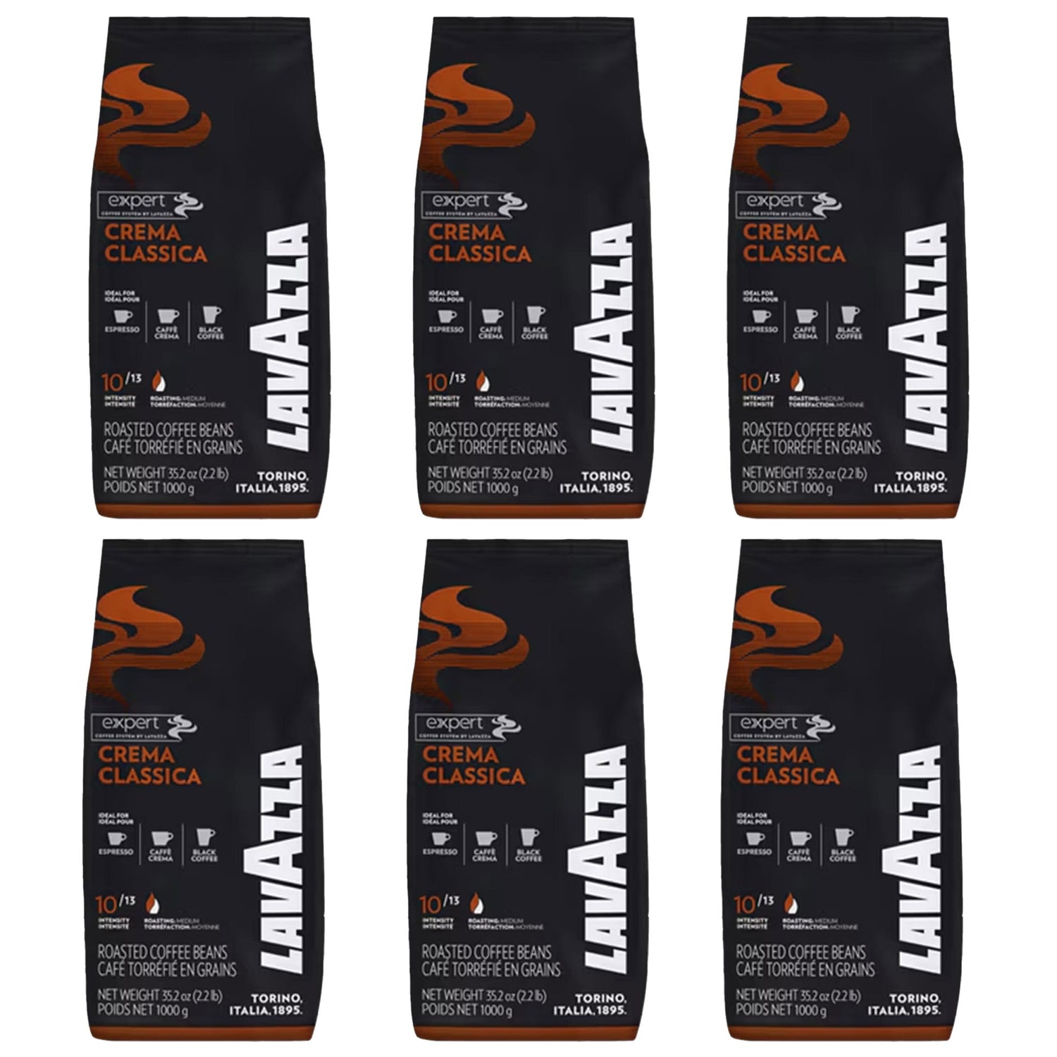 6 ק&quot;ג פולי קפה לוואצה קרמה קלאסיקה Lavazza Crema Classica