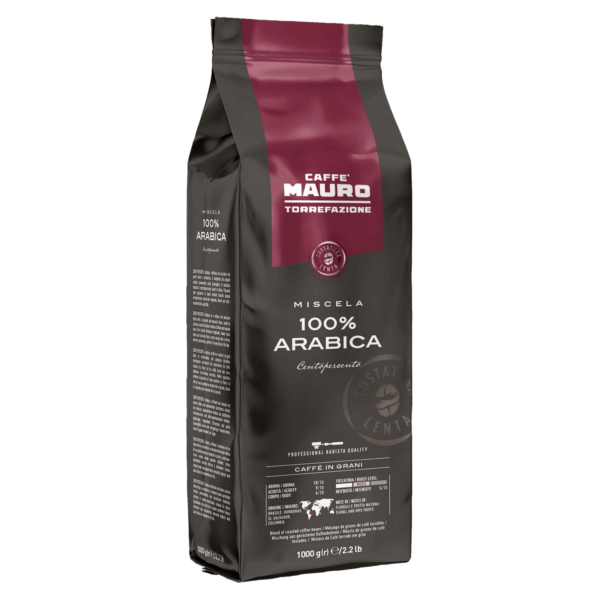 1 ק"ג פולי קפה מאורו 100% ערביקה Mauro Centopercento 100% Arabica