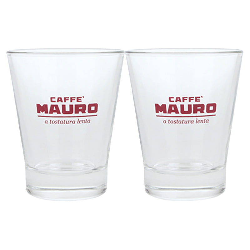 זוג כוסות אספרסו ומקיאטו זכוכית עם לוגו MAURO