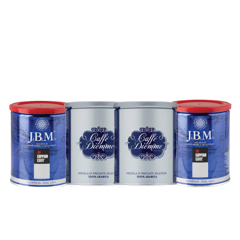 J.B.M  + Diemme Blue מבצע 4 פחיות קפה טחון למקינטה 250 גרם